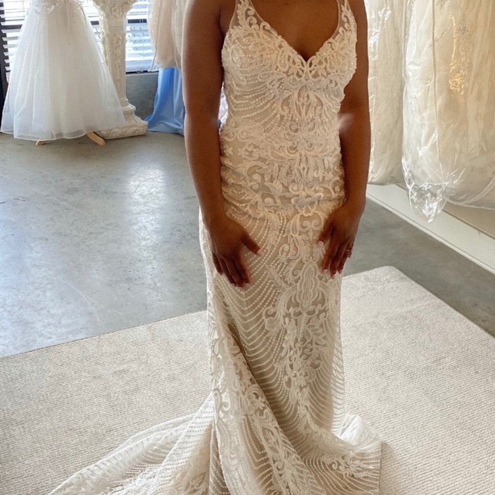 Mon Cheri Fit & Flare Gown with V-Neckline